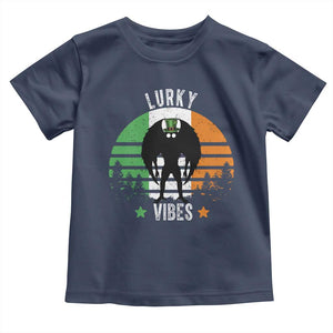 Funny St Patrick's Day Mothman Toddler T Shirt Lurky Vibes Shamrock Retro Ireland Flag TS11 Navy Print Your Wear
