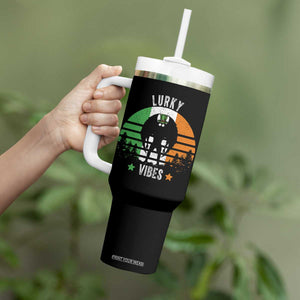 Funny St Patrick's Day Mothman Tumbler With Handle Lurky Vibes Shamrock Retro Ireland Flag TS11 Print Your Wear
