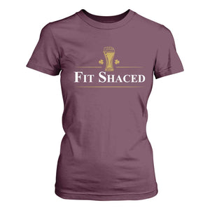 Funny St Patrick's Day Irish Beer Drinking T Shirt For Women Fit Shaced Shamrock TS11 Maroon Print Your Wear