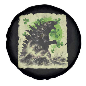 Funny St Patrick's Day Japanese Giant Monster Spare Tire Cover Vintage Shamrock Tsunami TS11 Print Your Wear