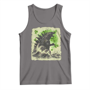 Funny St Patrick's Day Japanese Giant Monster Tank Top Vintage Shamrock Tsunami TS11 Deep Heather Print Your Wear