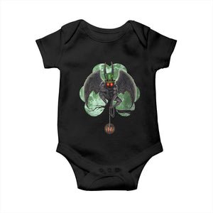 Funny St Patrick's Day Mothman Cryptid Creature Shamrock Baby Onesie TS11 Black Print Your Wear