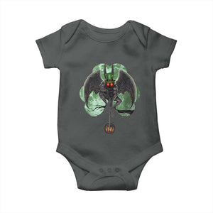Funny St Patrick's Day Mothman Cryptid Creature Shamrock Baby Onesie TS11 Dark Heather Print Your Wear