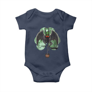 Funny St Patrick's Day Mothman Cryptid Creature Shamrock Baby Onesie TS11 Navy Print Your Wear
