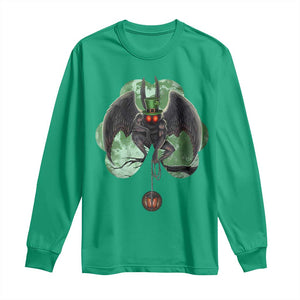 Funny St Patrick's Day Mothman Cryptid Creature Shamrock Long Sleeve Shirt TS11 Irish Green Print Your Wear