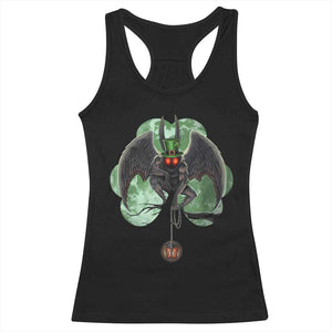 Funny St Patrick's Day Mothman Cryptid Creature Shamrock Racerback Tank Top TS11 Black Print Your Wear