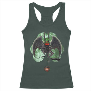 Funny St Patrick's Day Mothman Cryptid Creature Shamrock Racerback Tank Top TS11 Dark Forest Green Print Your Wear