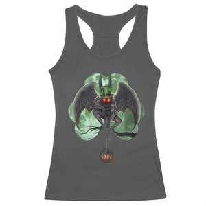 Funny St Patrick's Day Mothman Cryptid Creature Shamrock Racerback Tank Top TS11 Dark Heather Print Your Wear
