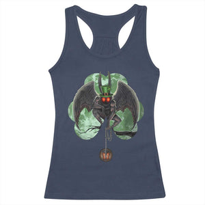 Funny St Patrick's Day Mothman Cryptid Creature Shamrock Racerback Tank Top TS11 Navy Print Your Wear