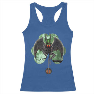 Funny St Patrick's Day Mothman Cryptid Creature Shamrock Racerback Tank Top TS11 Royal Blue Print Your Wear