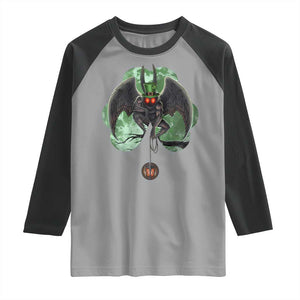 Funny St Patrick's Day Mothman Cryptid Creature Shamrock Raglan Shirt TS11 Sport Gray Black Print Your Wear