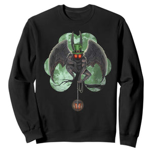 Funny St Patrick's Day Mothman Cryptid Creature Shamrock Sweatshirt TS11 Black Print Your Wear