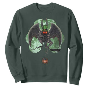 Funny St Patrick's Day Mothman Cryptid Creature Shamrock Sweatshirt TS11 Dark Forest Green Print Your Wear
