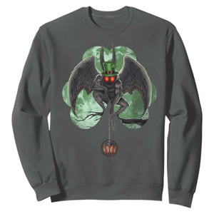 Funny St Patrick's Day Mothman Cryptid Creature Shamrock Sweatshirt TS11 Dark Heather Print Your Wear
