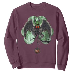 Funny St Patrick's Day Mothman Cryptid Creature Shamrock Sweatshirt TS11 Maroon Print Your Wear