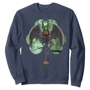 Funny St Patrick's Day Mothman Cryptid Creature Shamrock Sweatshirt TS11 Navy Print Your Wear
