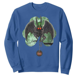 Funny St Patrick's Day Mothman Cryptid Creature Shamrock Sweatshirt TS11 Royal Blue Print Your Wear