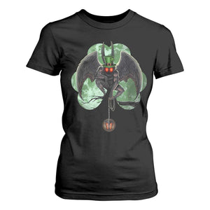 Funny St Patrick's Day Mothman Cryptid Creature Shamrock T Shirt For Women TS11 Black Print Your Wear