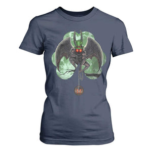 Funny St Patrick's Day Mothman Cryptid Creature Shamrock T Shirt For Women TS11 Navy Print Your Wear