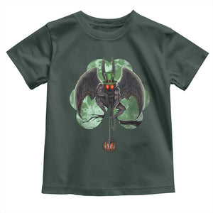 Funny St Patrick's Day Mothman Cryptid Creature Shamrock Toddler T Shirt TS11 Dark Forest Green Print Your Wear