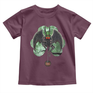Funny St Patrick's Day Mothman Cryptid Creature Shamrock Toddler T Shirt TS11 Maroon Print Your Wear
