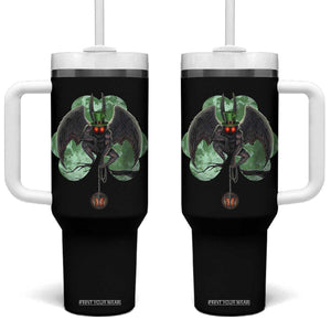 Funny St Patrick's Day Mothman Cryptid Creature Shamrock Tumbler With Handle TS11 One Size: 40 oz Black Print Your Wear