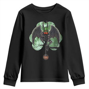 Funny St Patrick's Day Mothman Cryptid Creature Shamrock Youth Sweatshirt TS11 Black Print Your Wear