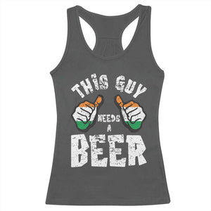 Funny Irish Beer Drinking Racerback Tank Top This Guy Needs A Beer Ireland Flag TS11 Dark Heather Print Your Wear