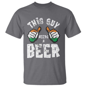Funny Irish Beer Drinking T Shirt This Guy Needs A Beer Ireland Flag TS11 Charcoal Print Your Wear