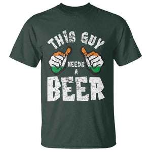Funny Irish Beer Drinking T Shirt This Guy Needs A Beer Ireland Flag TS11 Dark Forest Green Print Your Wear