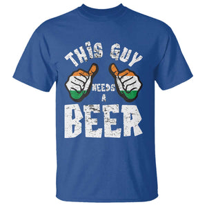 Funny Irish Beer Drinking T Shirt This Guy Needs A Beer Ireland Flag TS11 Royal Blue Print Your Wear