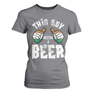 Funny Irish Beer Drinking T Shirt For Women This Guy Needs A Beer Ireland Flag TS11 Charcoal Print Your Wear