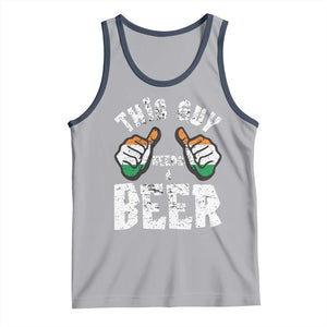Funny Irish Beer Drinking Tank Top This Guy Needs A Beer Ireland Flag TS11 Athletic Heather Navy Print Your Wear