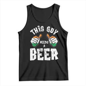 Funny Irish Beer Drinking Tank Top This Guy Needs A Beer Ireland Flag TS11 Black Print Your Wear