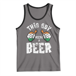 Funny Irish Beer Drinking Tank Top This Guy Needs A Beer Ireland Flag TS11 Deep Heather Black Print Your Wear