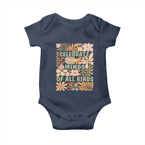 Celebrate Minds Of All Kinds Baby Onesie Autism Awareness Inspirational Quote Flowers TS11 Navy Print Your Wear