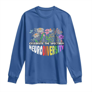 Celebrate The Spectrum Neurodiversity Long Sleeve Shirt Flower Autism Awareness ASD ADHD TS11 Royal Blue Print Your Wear