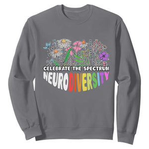 Celebrate The Spectrum Neurodiversity Sweatshirt Flower Autism Awareness ASD ADHD TS11 Charcoal Print Your Wear