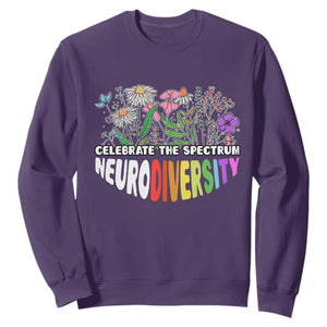 Celebrate The Spectrum Neurodiversity Sweatshirt Flower Autism Awareness ASD ADHD TS11 Purple Print Your Wear