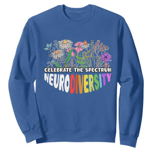 Celebrate The Spectrum Neurodiversity Sweatshirt Flower Autism Awareness ASD ADHD TS11 Royal Blue Print Your Wear
