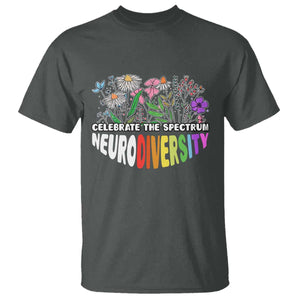 Celebrate The Spectrum Neurodiversity T Shirt Flower Autism Awareness ASD ADHD TS11 Dark Heather Print Your Wear