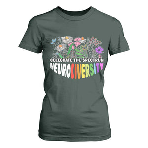 Celebrate The Spectrum Neurodiversity T Shirt For Women Flower Autism Awareness ASD ADHD TS11 Dark Forest Green Print Your Wear
