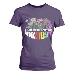 Celebrate The Spectrum Neurodiversity T Shirt For Women Flower Autism Awareness ASD ADHD TS11 Purple Print Your Wear