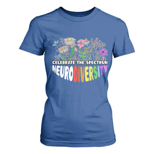 Celebrate The Spectrum Neurodiversity T Shirt For Women Flower Autism Awareness ASD ADHD TS11 Royal Blue Print Your Wear