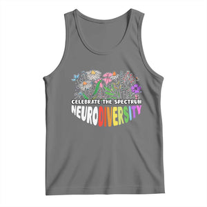 Celebrate The Spectrum Neurodiversity Tank Top Flower Autism Awareness ASD ADHD TS11 Black Heather Print Your Wear