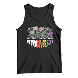 Celebrate The Spectrum Neurodiversity Tank Top Flower Autism Awareness ASD ADHD TS11 Black Print Your Wear