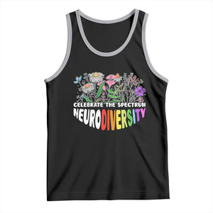 Celebrate The Spectrum Neurodiversity Tank Top Flower Autism Awareness ASD ADHD TS11 Black Athletic Heather Print Your Wear