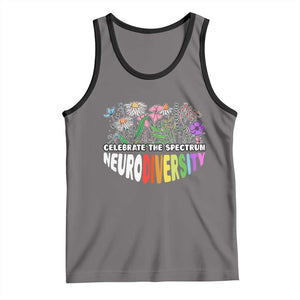 Celebrate The Spectrum Neurodiversity Tank Top Flower Autism Awareness ASD ADHD TS11 Deep Heather Black Print Your Wear