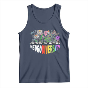 Celebrate The Spectrum Neurodiversity Tank Top Flower Autism Awareness ASD ADHD TS11 Navy Print Your Wear