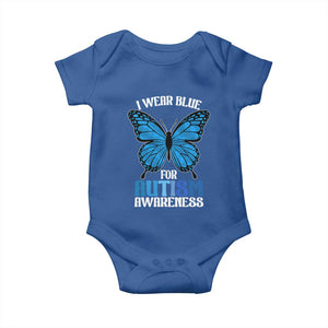 I Wear Blue For Autism Awareness Baby Onesie Blue Butterfly Puzzle Pieces TS11 Royal Blue Print Your Wear